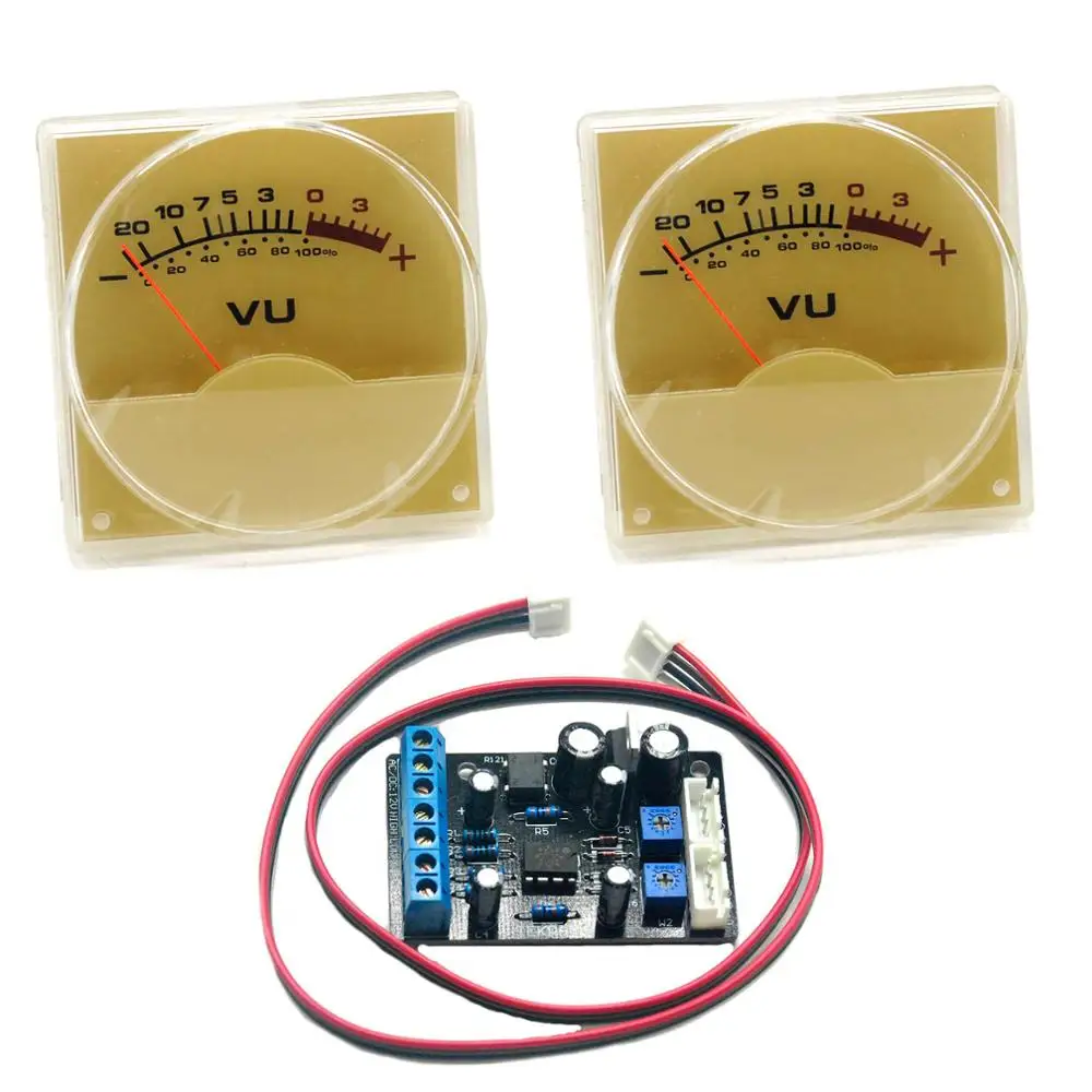 

2pcs P-64 65x65mm VU Meter 3V DB Level Header Amplifier Classis Audio Preamp w/ Backlight & 1pcs TA7318P VU Meter Driver Board