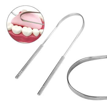 

1pc Stainless Steel Tongue Scraper Cleaner Fresh Breath Cleaning Coated TongueToothbrush Dental Oral Hygiene Care Tools