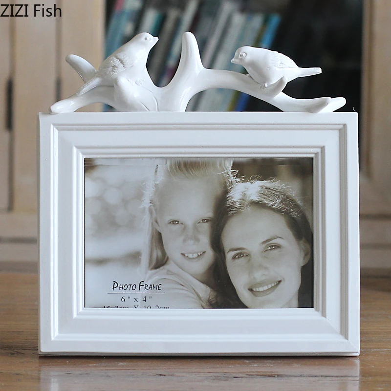 5/6/7/8 Inch Two Birds Retro Resin Photo Frame Desktop Decor Living Room Bedroom Family Portrait White Wedding Gift | Дом и сад