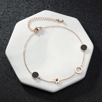 

JIOROMY Summer Leg Bracelets For Women Foot Jewelry Feet Chain Gifts Hollow Coins Titanium Steel Flower Anklet