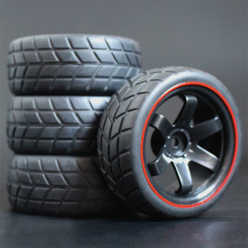 4pcs 1/10 On-Road Car Tires 26*64MM Plastic Wheel Rim Rubber Tyre 701A for HSP Tamiya HPI Kyosho Sakura 94122 94123 D3 D4 tt02 | Игрушки и