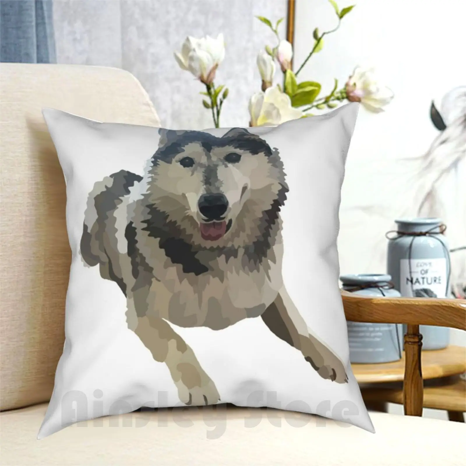 Happy Husky Federa Per Cuscino Stampata Casa Morbida Cuscino Husky Huskydog Dog Dogs Dogart Puppy Pup Huskies Snowdog Cutedog