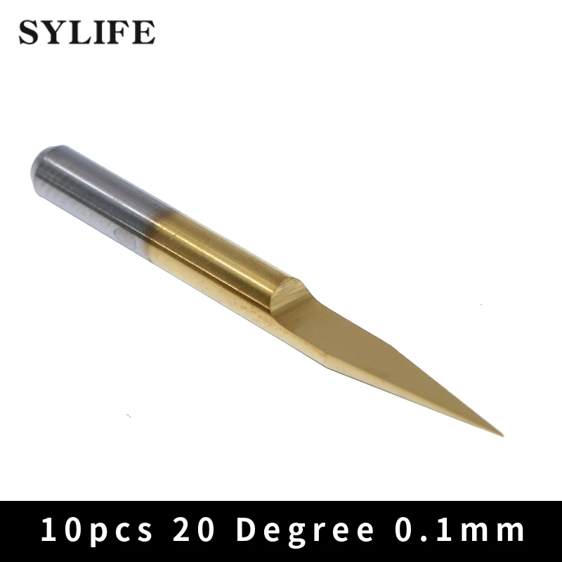 10 X 20 Degree 0 1mm Titanium Coated 1 8 Pcb Engraving Bits Cnc Router