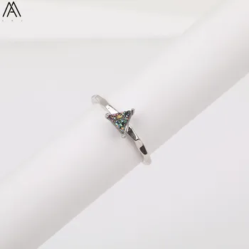 

5PCS/Lot Natural Drusy Geode Agates Triangle Beads Silvery Rings For Women Natural Stone Adjustable Rings Boho Jewelry HS-66AMAB