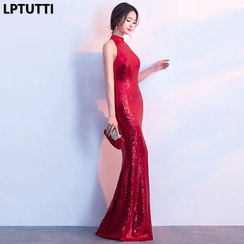 LPTUTTI с кристаллами и блестками, новинка для женщин, элегантное вечернее платье для торжественных мероприятий, роскошное длинное вечернее платье