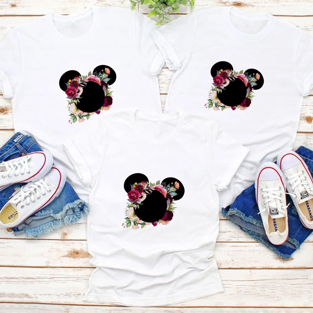 father and son matching outfits Family Minnie Mouse T Shirt Cartoon Pattern Disney T-shirts Female Kawaii Harajuku Outdoor Dropship Women Top Family Look matching clothes for family Family Matching Outfits