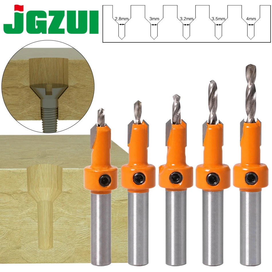  1pcs 8mm Shank HSS Woodworking Countersink Router Bit Set Screw Extractor Remon Demolition for Wood