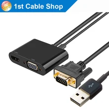 VGA конвертер HDMi VGA сплиттер VGA в HDMI VGA адаптер 2-в-1 разветвитель(VGA и HDMi выход одновременно) для портативных ПК HDTV