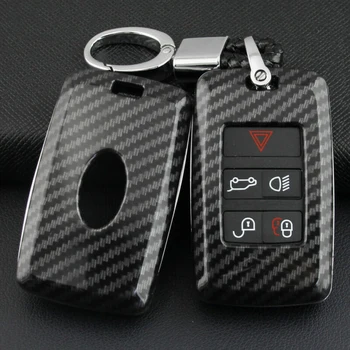 

For Range Rover 2018-2019 Carbon Fiber Style Car Key Cover Case With Keychain 1x