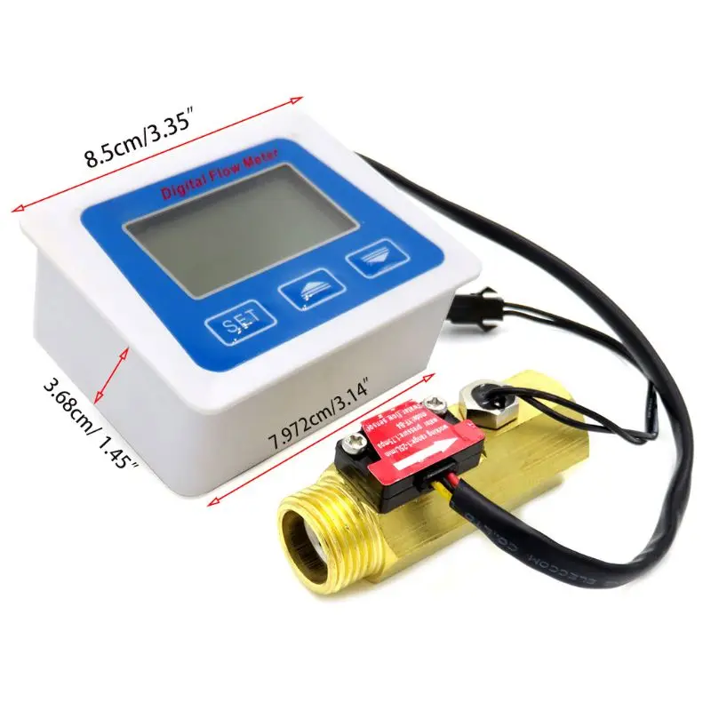 

Digital Lcd Display Water Flow Sensor Meter Flowmeter Rotameter Temperature Hotselling A5YD