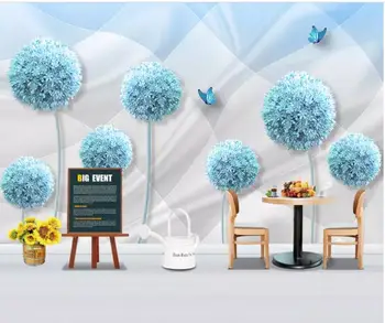 

CJSIR Custom Wallpaper Personality 3d Blue Dandelion Butterfly Silk Living Room Sofa Bedside Table Background Wall Wallpaper