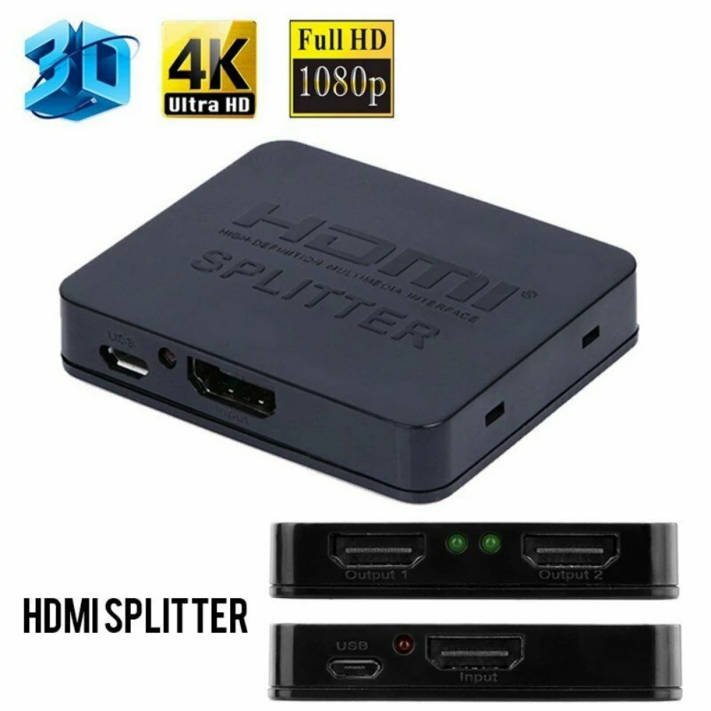 1080P 1 вход 2 выхода HDMI сплиттер 2 пути переключатель коробка подставка для концентратора FULL 4K HD 3D