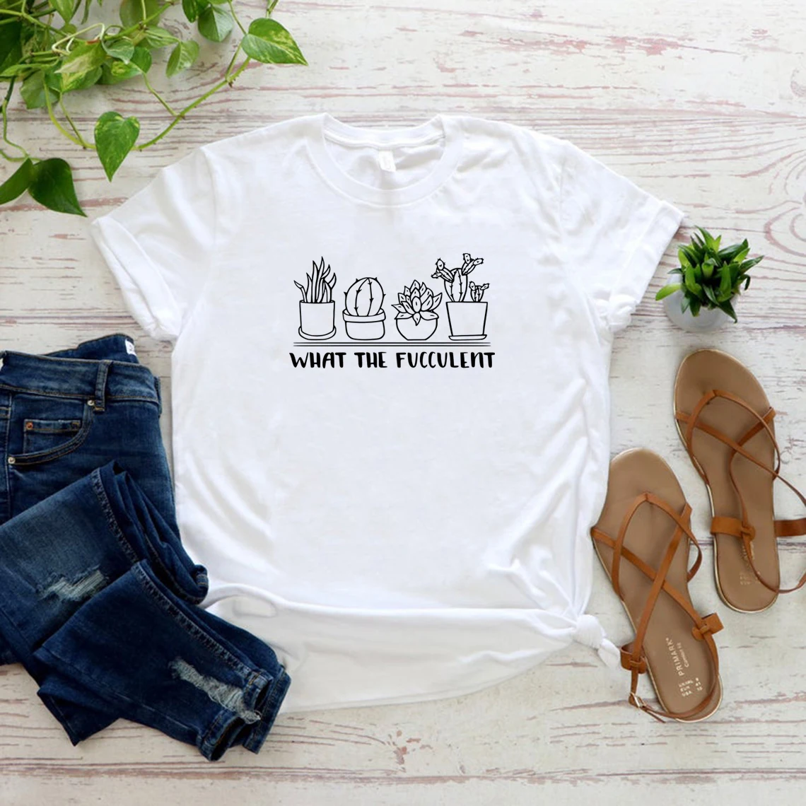 T-shirt Succulent de jardinage pour femme, avec Cactus, plantes
