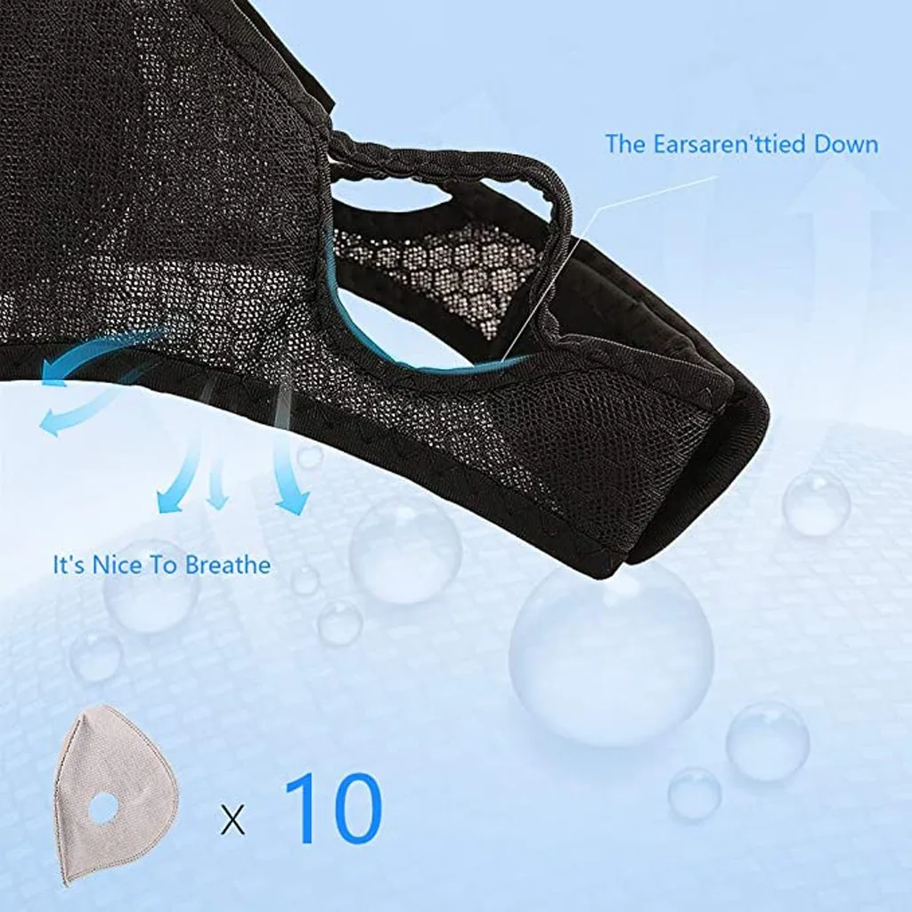 Sport Facemask With Filters Exhaust Valves Nose Clip Half Washable Reusable Respirator
