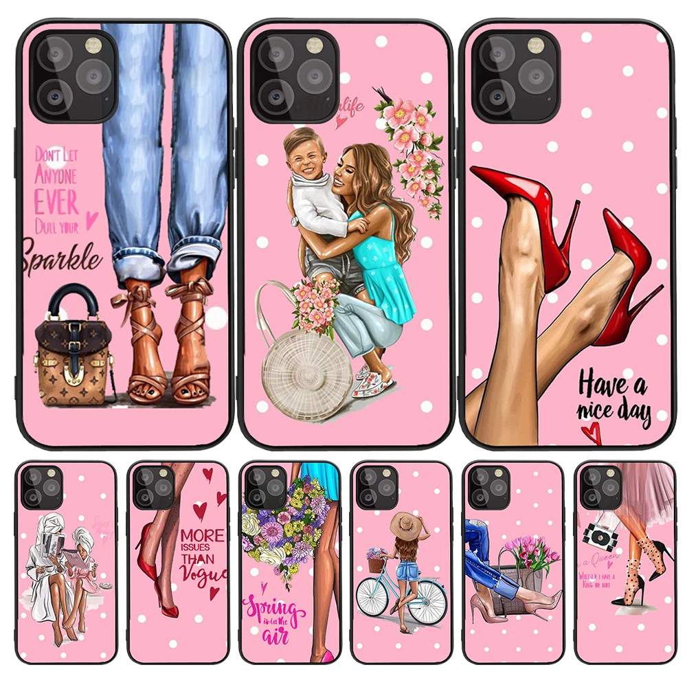 

Soft tpu for iPhone X XR XS 11 Pro Max 6 6S 7 8 Plus Oneplus 5T Pro 6T 7T Phone Case Cover Funda Coque fashion high heels girl