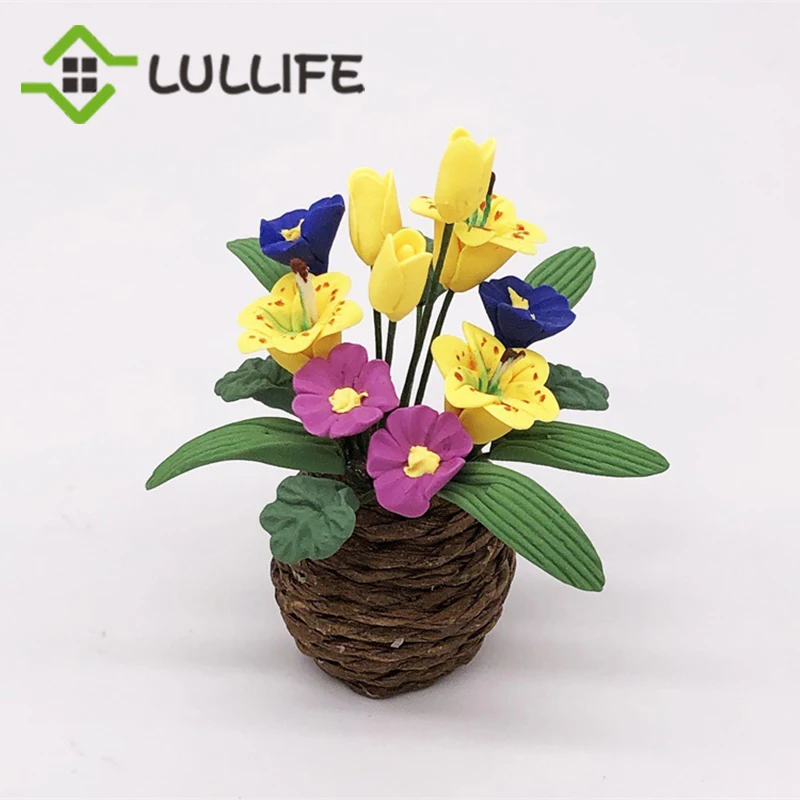 

Flower Pot Ornament Miniature Figurine Resin Imitation Flower Miniatures Plant Pot Garden Decor Home Craft Dollhouse Accessories