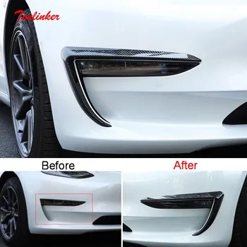 

Tonlinker Exterior Car Fog Light Eyebrow Cover sticker For TESLA Model 3 2017-2020 Car styling 2 PCS ABS Plastic Cover Stickers