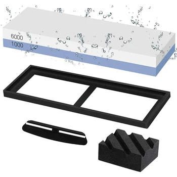 

Whetstone Kit, Stone Double-Sided 1000/6000 Whetstone, Angle Guide with Anti-Skid Rubber Base Holder