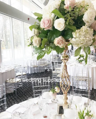 Новый дизайн Золотая настольная металлическая ваза для цветов стола центральный