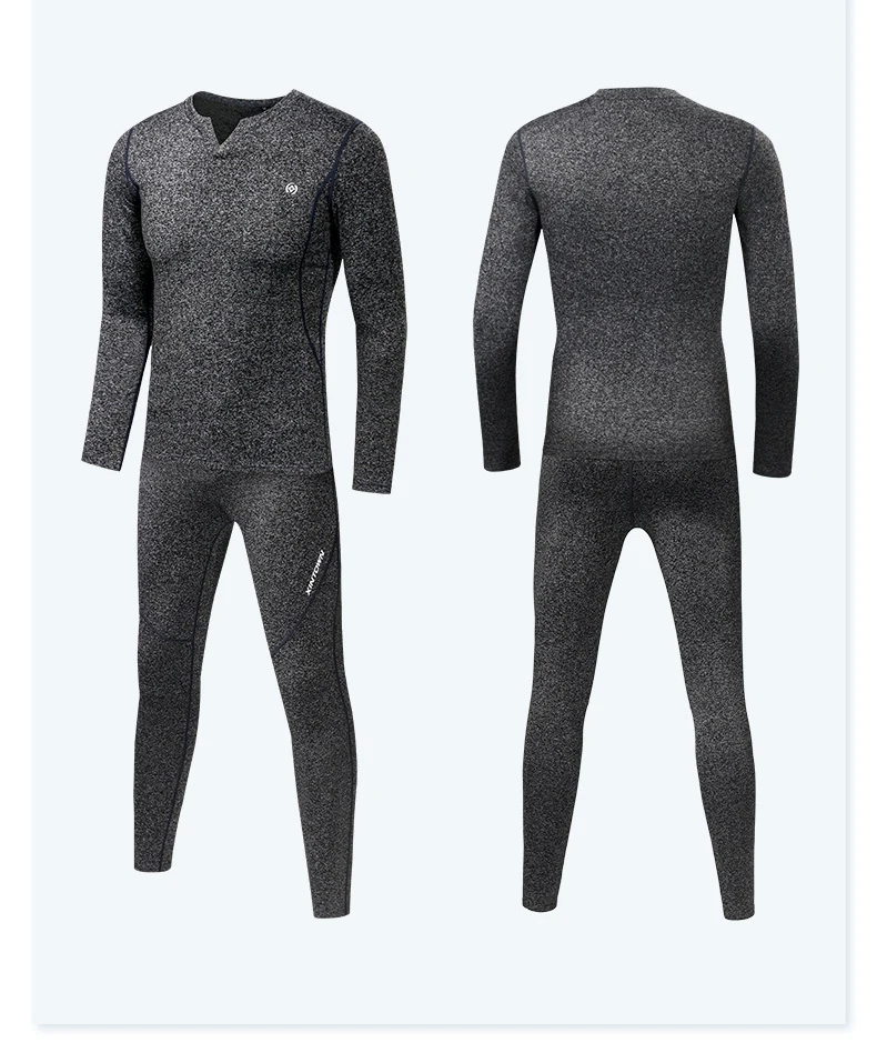 Флисовые кальсоны, комплекты спортивного термобелья, осенний зимний утепленный мужской теплый костюм с v-образным вырезом