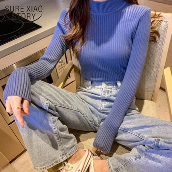 

Turtleneck Autumn Winter Sweater Women Korean Style Thick Long Sleeve Sweater Pullover Solid Wild Slim 8 Colors Knitwear 10990
