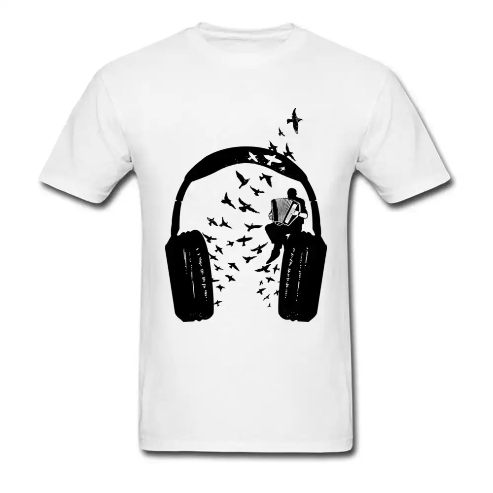 原宿 Dj ロックヘッドホン アコーディオン音楽 Tシャツ大学生 Tシャツメンズルース天然コットンの服夏 Tシャツ Aliexpress