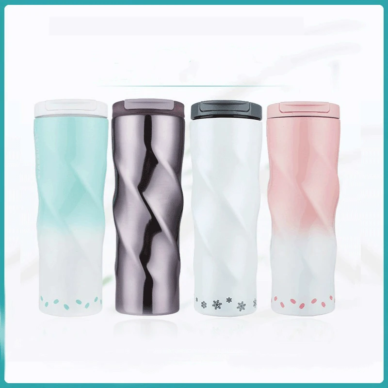 

Originality Gradual Color Spiral Stainless Steel Vacuum Thermos Bottle Vehicle High-capacity Coffe Water Cups Best Friends Gifts