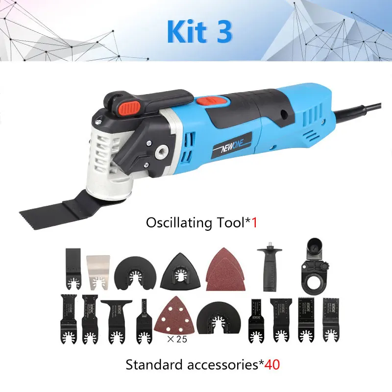 Kit 3 NEWONE 350 Вт 220 В многофункциональная электрическая пила, инструмент для реноватора, Осциллирующий триммер, инструмент для ремонта дома, триммер для DIY деревообработки - Цвет: Kit 3