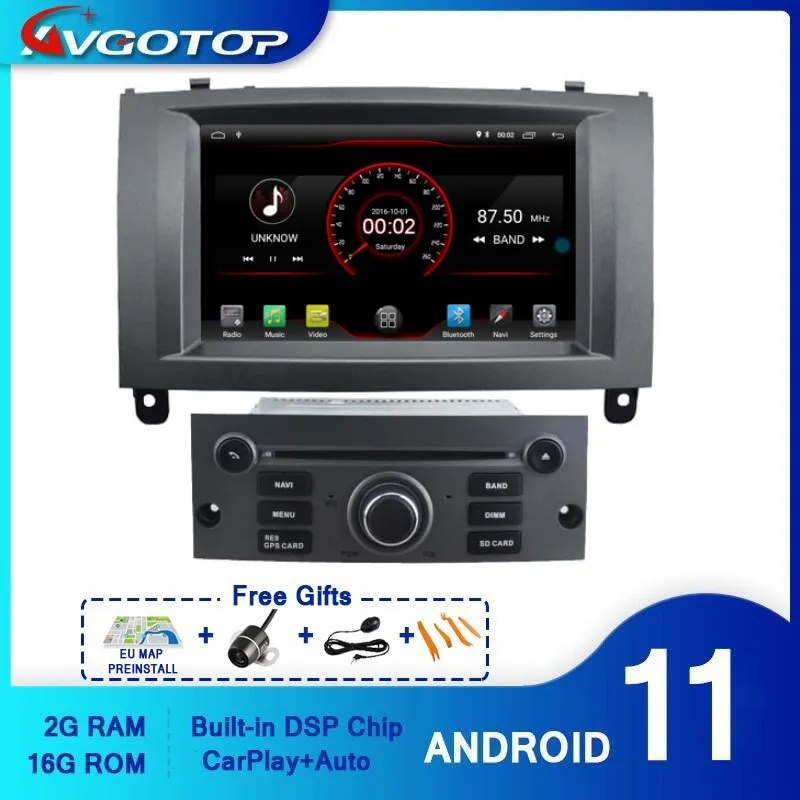 AVGOTOP Android 11 Автомобильная Мультимедийная система для PEUGEOT 407 Wifi GPS MP3 MP4