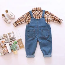 Детские ковбойские штаны для маленьких мальчиков г. Новая стильная осенняя одежда для девочек штаны на подтяжках весенняя одежда в западном стиле для маленьких мальчиков