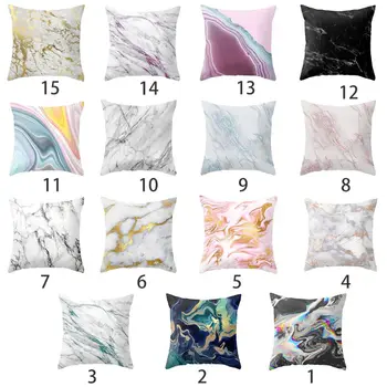 

Nordic Geometric Marble Pattern Pillow Case Peachskin Polyester Cushion Cover NEW