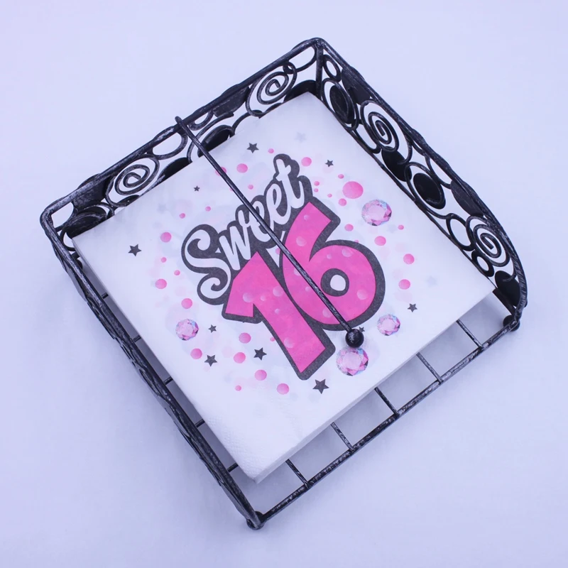 [RainLoong] Happy Birthday Sweet 16 Napkin For Party Tissue Napkin Decoration Decor Serviettes 33*33cm 1pack/lot