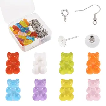 

DIY Earring Making with Bear Resin Cabochons 304 Stainless Steel Earring Hooks & Steel Screw Eye Pin Bail Peg