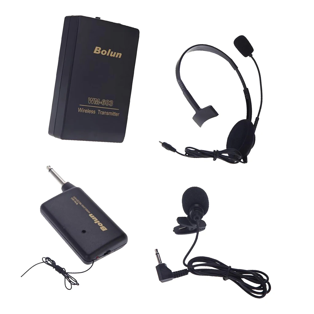 

Stage Wireless Lavalier Lapel Headset Microphone System Mic FM Transmitter