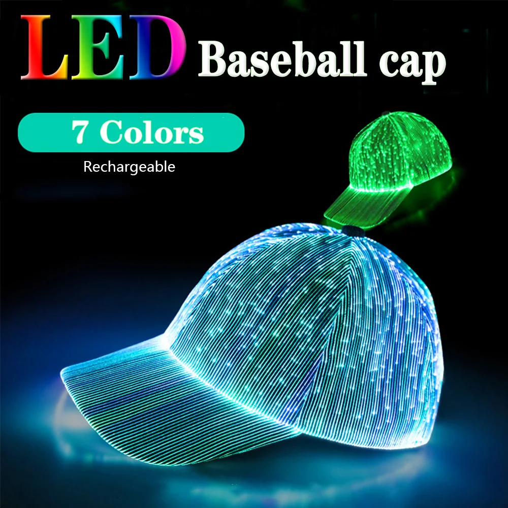 FiberOpticCapLEDhatwith7ColorsLuminousGlowingHiphopBaseball