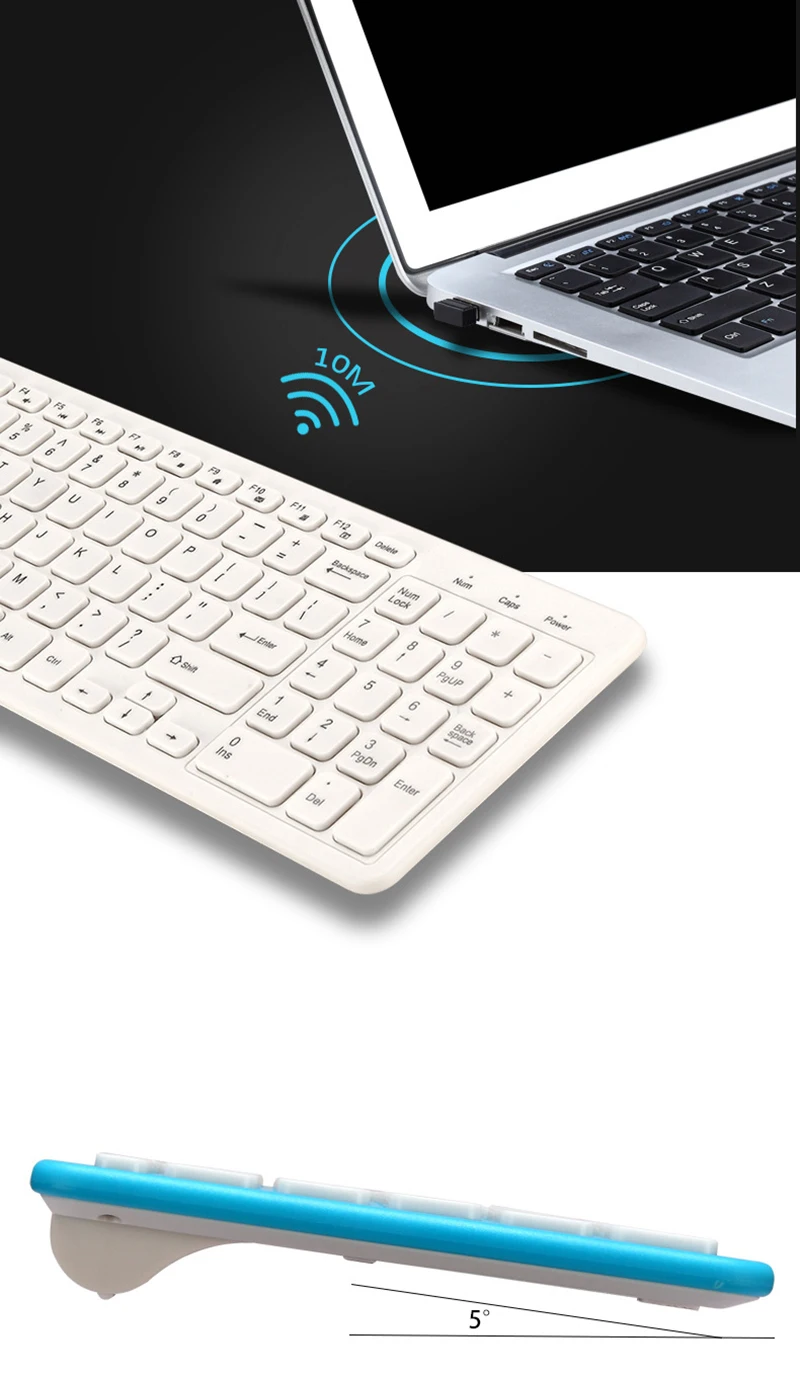 Ультратонкая портативная стандартная беспроводная bluetooth-клавиатура 96 клавиш для Ipad Iphone MAC PC(белый черный синий розовый