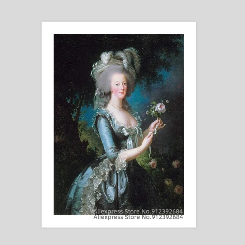 Louise Elisabeth Vigee Le Brun Giclée Canvas Print Painting Home Decor Reproduction Poster (Marie Antoinette with Rose) | Дом и сад