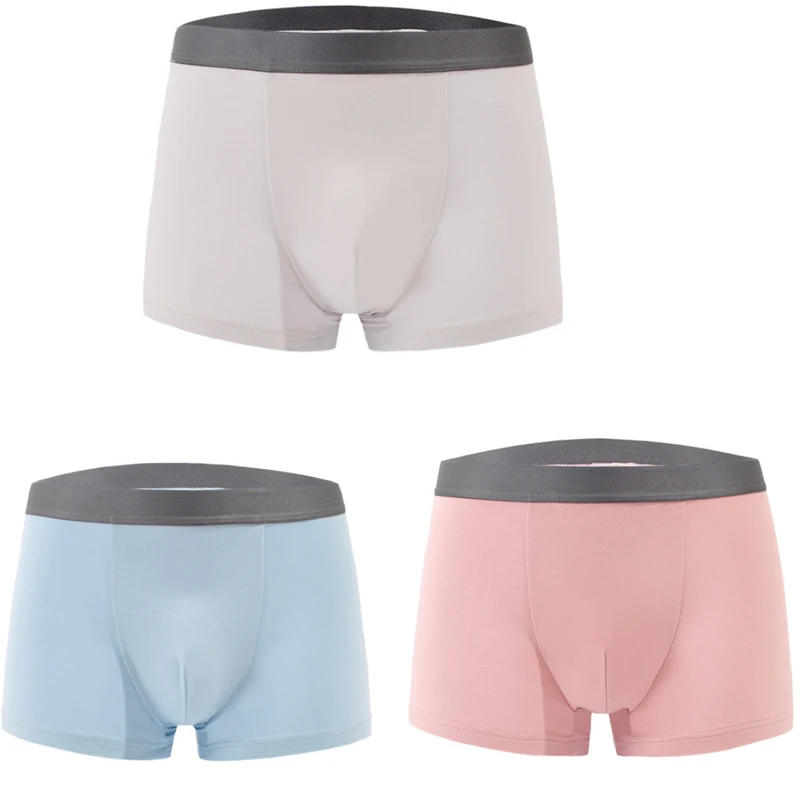 Бежевый High-grade natural cotton men's flat-angle panty breathable comfortable 50s high density underpant - Цвет: Бежевый