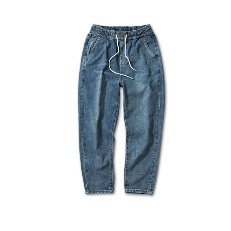 Осенние джинсы мужские модные однотонные повседневные джинсовые брюки мужские уличные свободные прямые джинсы в стиле хип-хоп - Цвет: Retro Blue