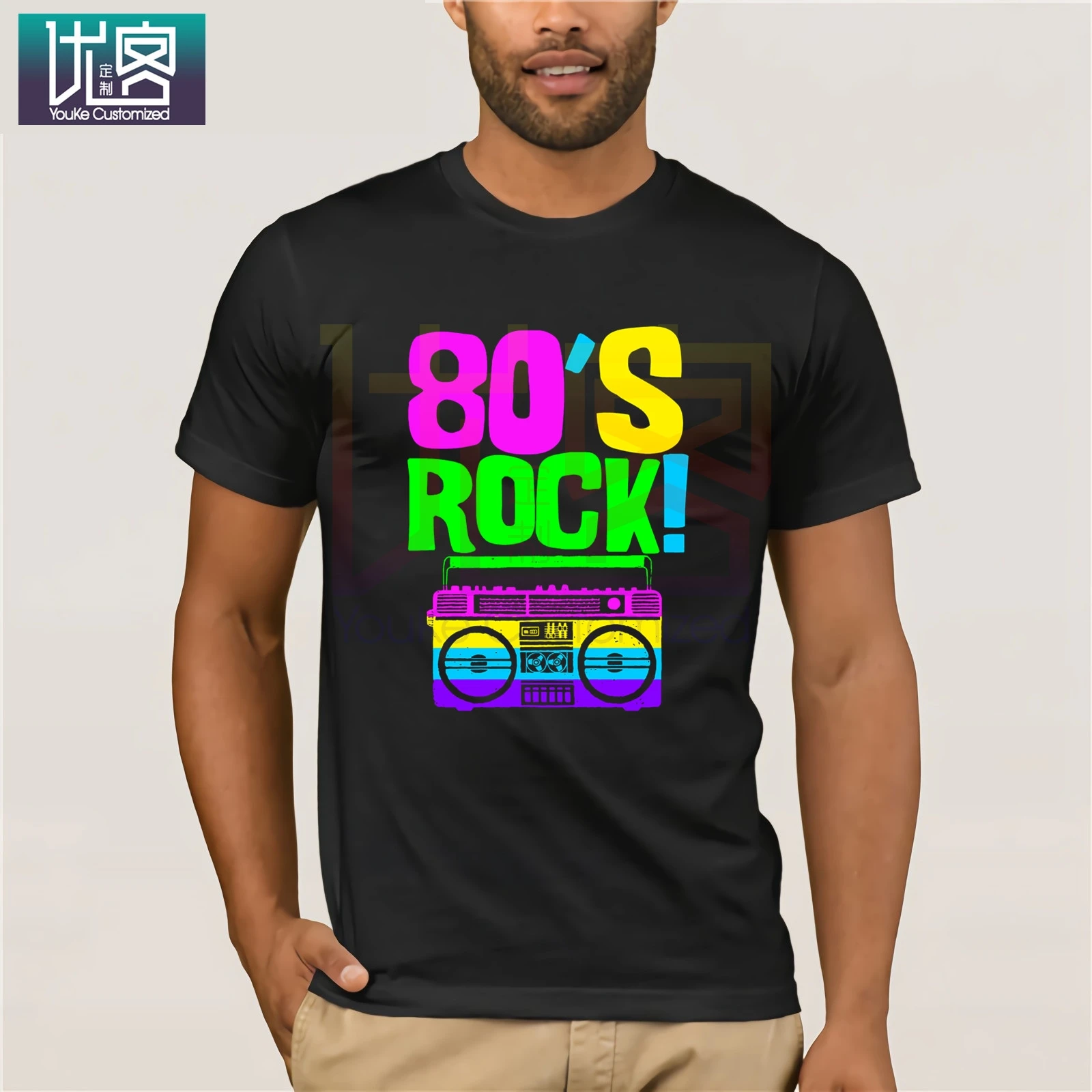 Camiseta de marca para hombre 80 S Retro Neon 80 S ropa de fiesta traje camisa pantalón corto Casual Casual camisetas 100% ropa de algodón|Camisetas| AliExpress