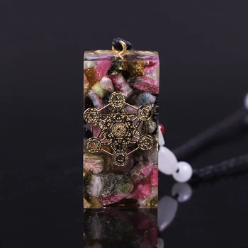 

Natural Tourmaline Orgonite Pendant Necklace Energy Healing Yoga Necklace Meditation Jewelry For Women Men