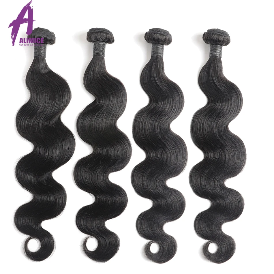 

8-30 Inch Alimice Brazilian Hair Weave Bundles Brazilian Body Wave Remy Human Hair Extension 4 Bundle Deals Hair Weaves