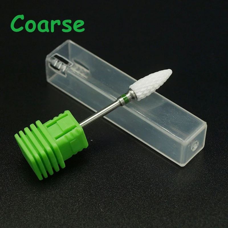  1pcs White Ceramic Nail Drill Bit Pedicure Machine Calluses Flame Bit Tools 3/32