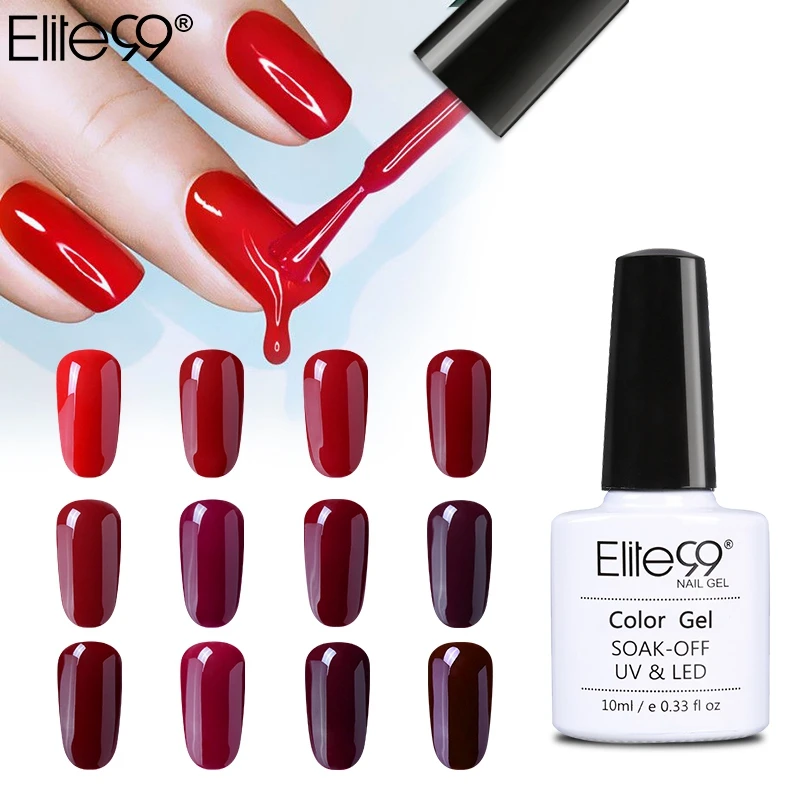 

Elite99 10ml Wine Red Color Series Nail Polish Semi Permanent Nail Gel Varnish Soak Off UV LED Gel Lacuqer Colorful Polishes