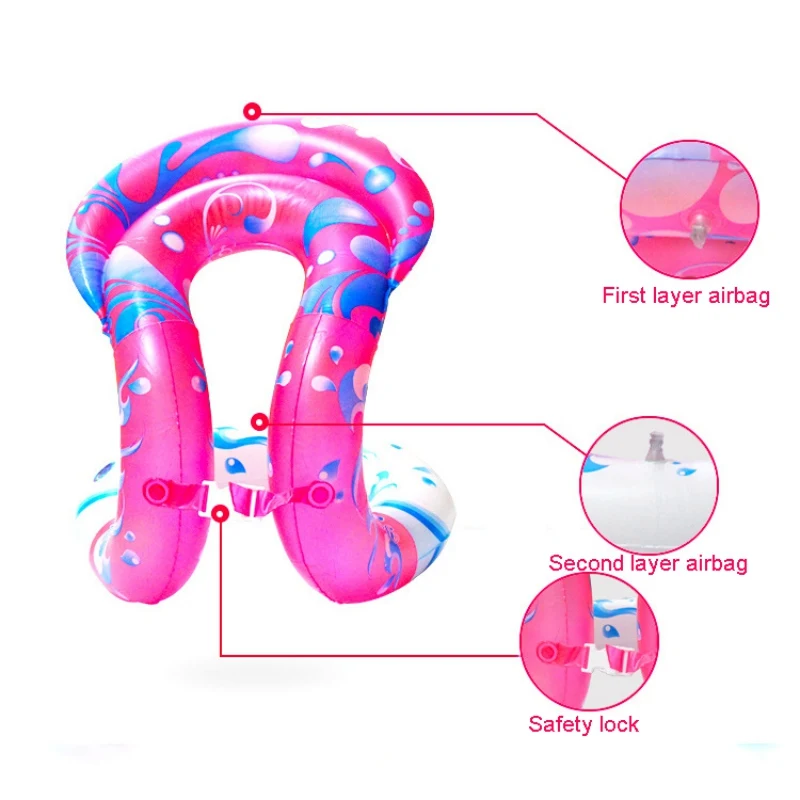 1 Pcs Swimming Ring U Shape Environmental PVC Inflatable Floating Water Pool Toys Lap Float Circle Vest For Children Adult Sport