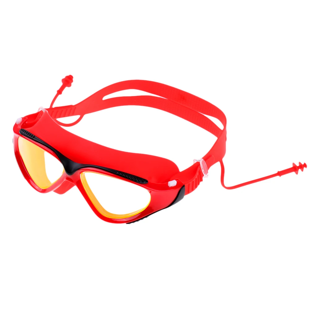 Men Women UV Protection Silicone Strap  Anti Fog Swimming Goggles Glasses with Storage Case & Ear Plugs 