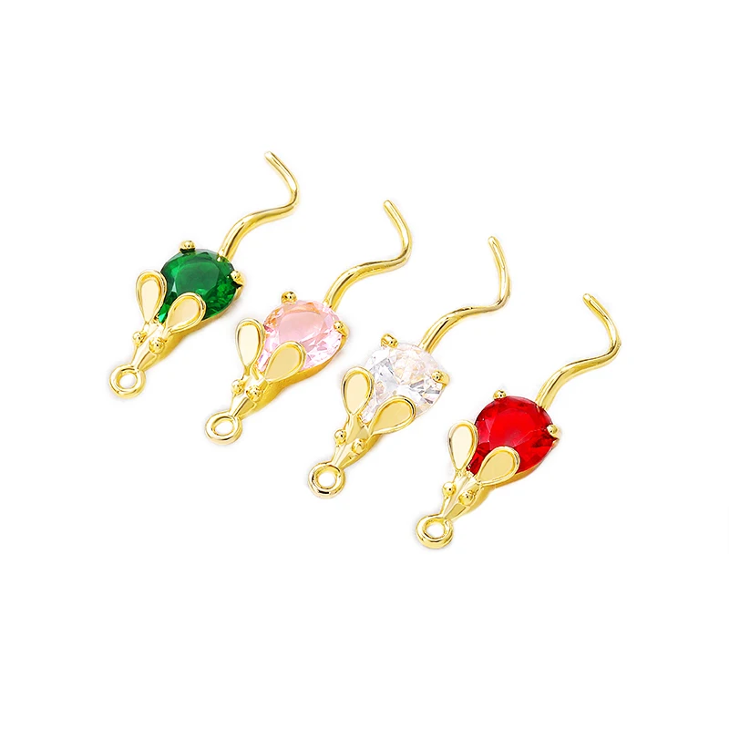 

Factory wholesale Gold Color Brass and Zircon Rats Charms Pendants Necklace and Bracelet Earring Diy Jewelry Accessories