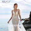 Ashley Carol Vintage Mermaid Wedding Dress Deep V-neckline Spaghetti Straps Elegant Abiye Bride Gown Vestido De Noiva Customized ► Photo 3/6