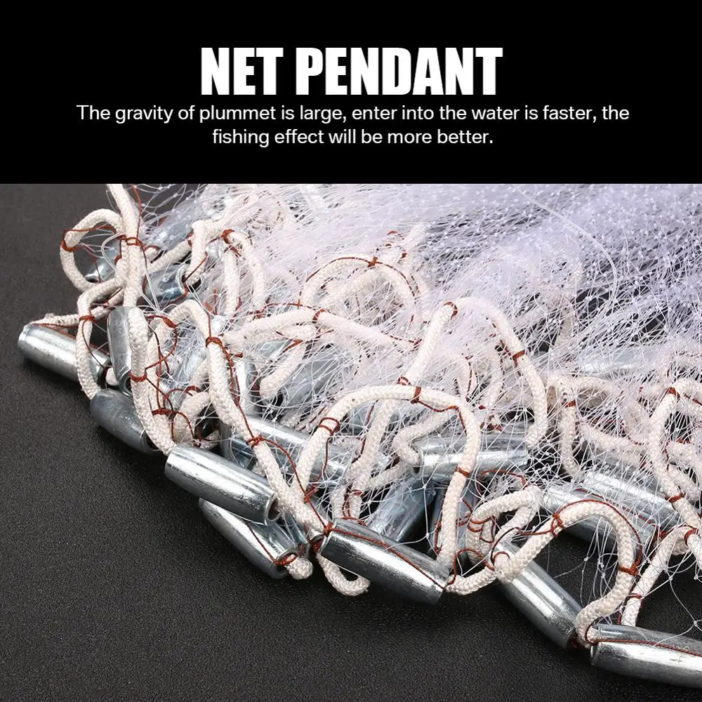 Yeahmart Finefish Cast Net Fishing Network Fly Hand Cast Net Outdoor Throw Catch Fishing Net Tool Gill net Nylon High Quality