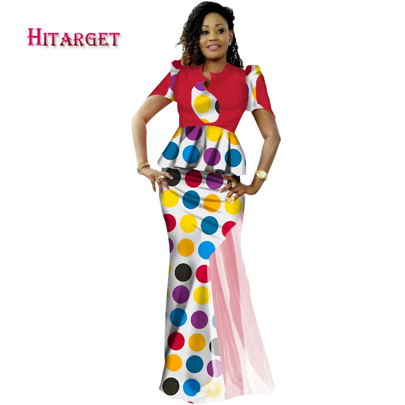 Модная женская одежда в африканском стиле Комплект из 2 предметов: трикотажная